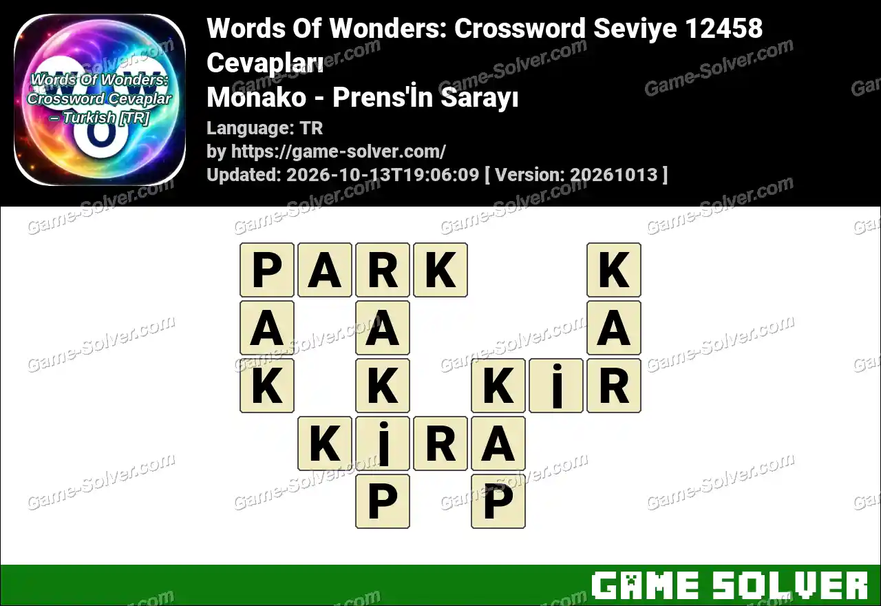 Words Of Wonders: Crossword Seviye 12458 Cevapları – Monako – Prens’İn Sarayı